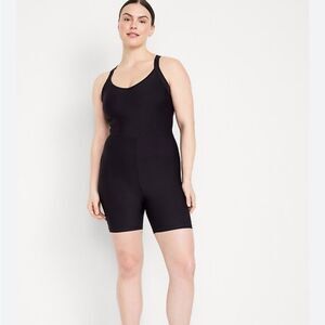 NWT Old Navy black 5inch size small  romper athletic built in bra